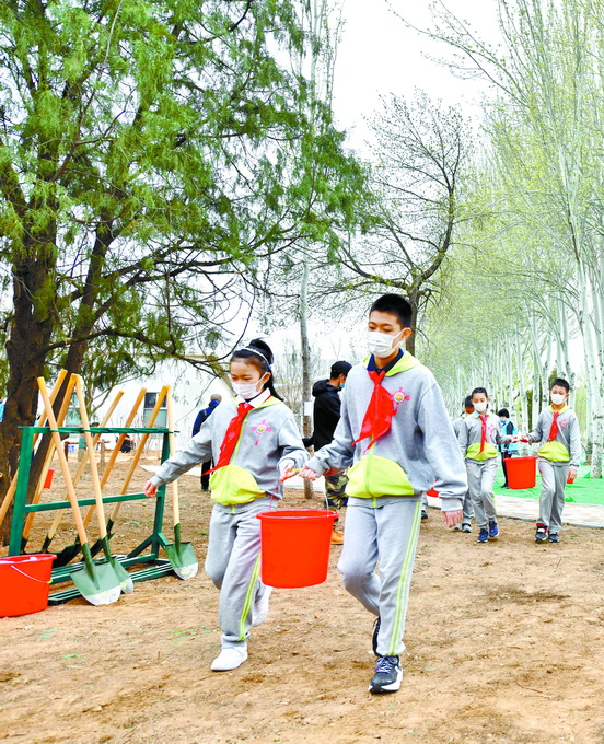 今天，2000余名志愿者在张家湾公园参与义务植树